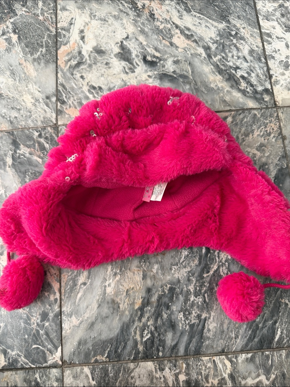 Plush Pom-Pom Kids Winter Hat in Hot Pink